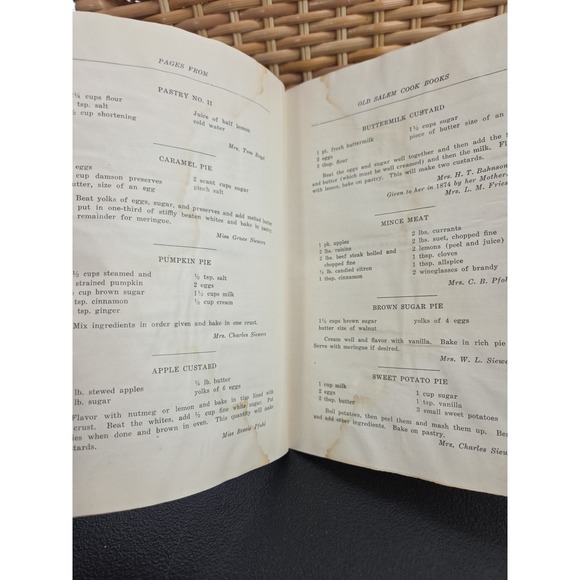 Vintage‎ 1945 Salem Cookbook Recipes Pages From The Old Winston Salem NC Book - Picture 12 of 14
